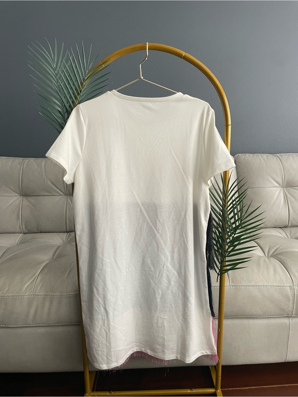 Zara Off-White Crewneck Short-Sleeve Dress - Picture 3 of 4